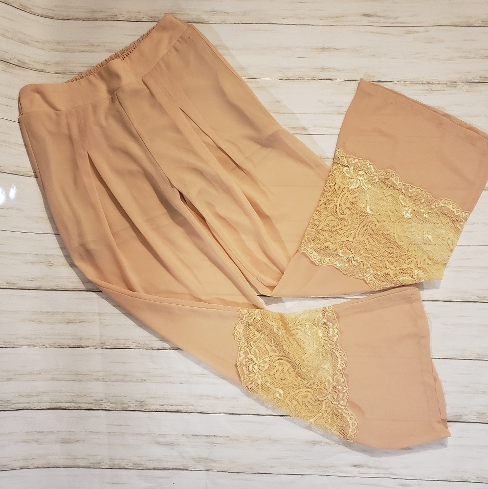 Riff Raff Lace Trimmed Palazzo Pants